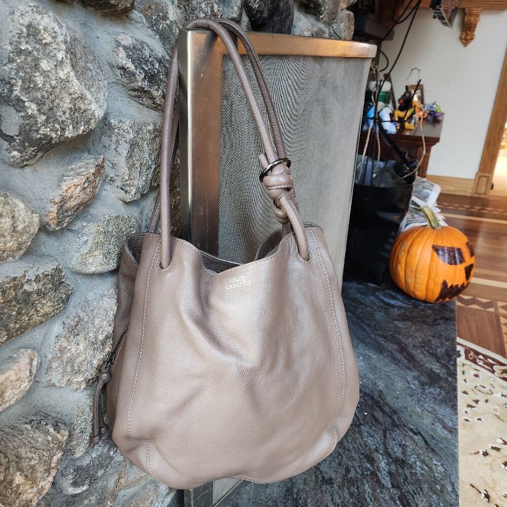 Vince Camuto Gray Leather Shoulder Bag